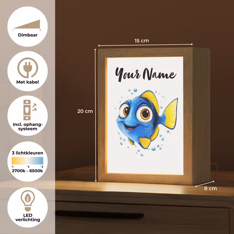 Doktersvis - Blauw - Vis - Spetters Light Box met kabel (Kinderlampje) klein -USP_NL