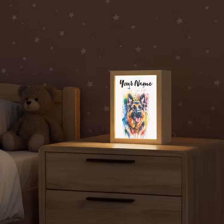 Hond - Verf - Dieren - Kleurrijk - Duitse Herder Light Box met kabel (Kinderlampje) klein -sfeer1_kind
