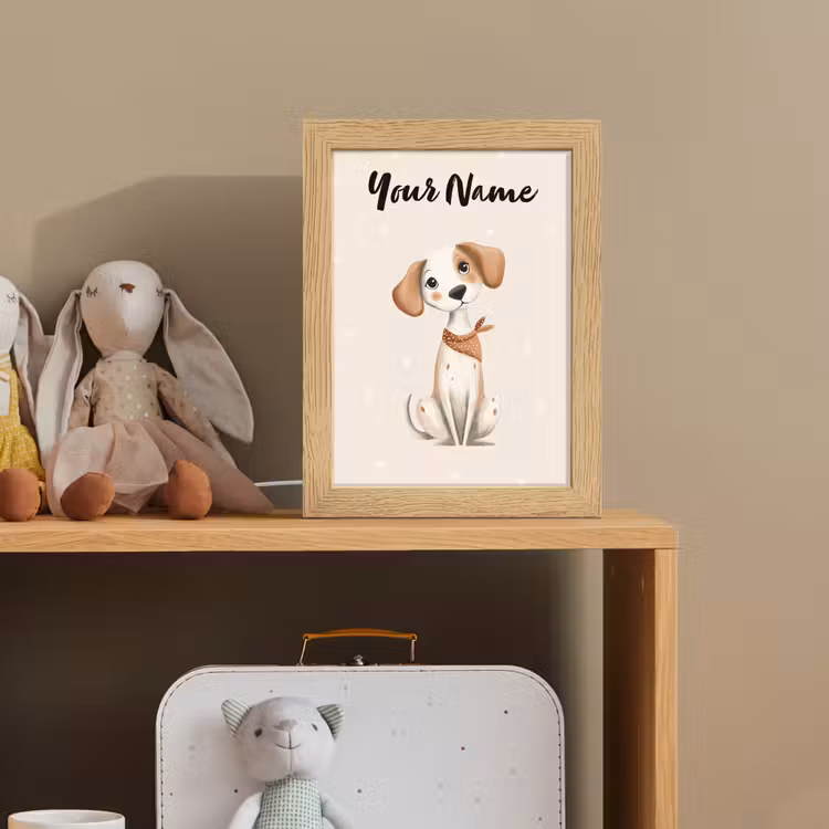 Hond - Pup - Beige - Stippen Light Box met kabel (Kinderlampje) klein -sfeer2_kind