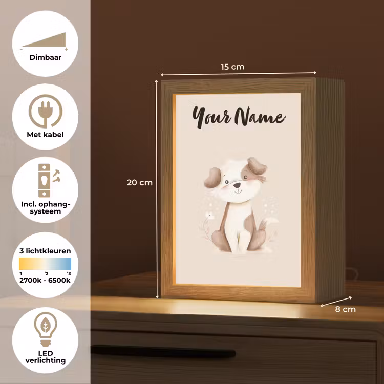 Hond - Gevlekt - Bruin Light Box met kabel (Kinderlampje) klein -USP_NL