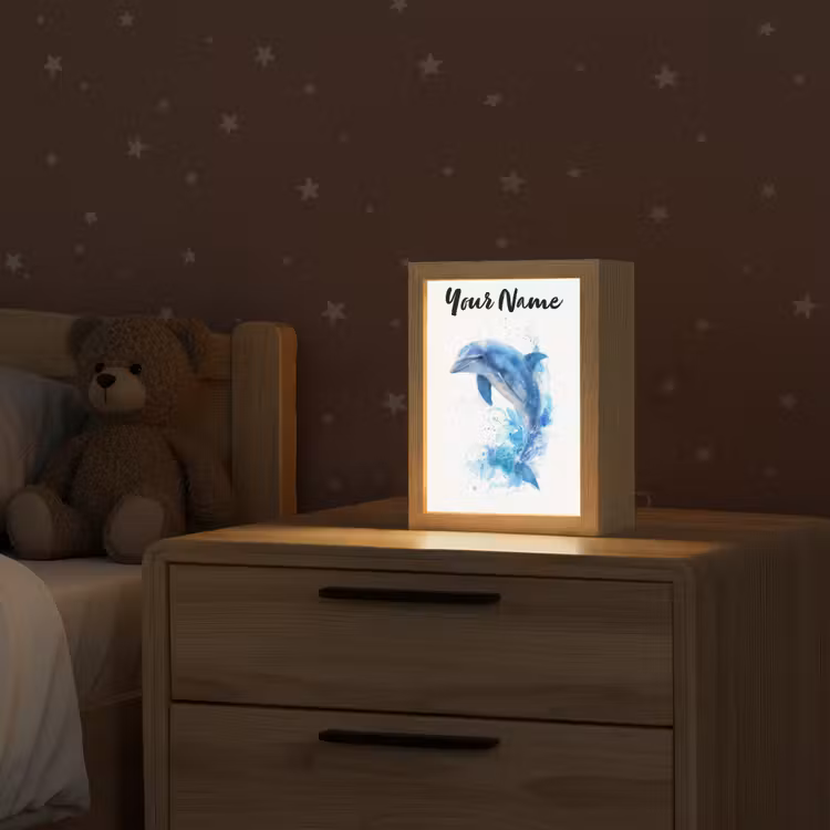 Dolfijn - Water - Blauw Light Box met kabel (Kinderlampje) klein -sfeer1_kind