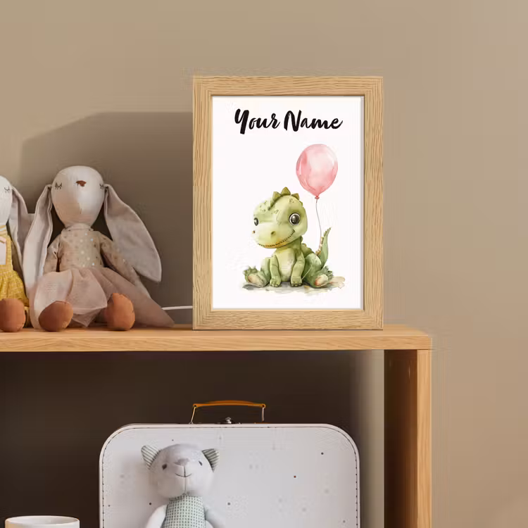 Draak - Baby dier - Roze ballon Light Box met kabel (Kinderlampje) klein -sfeer2_kind