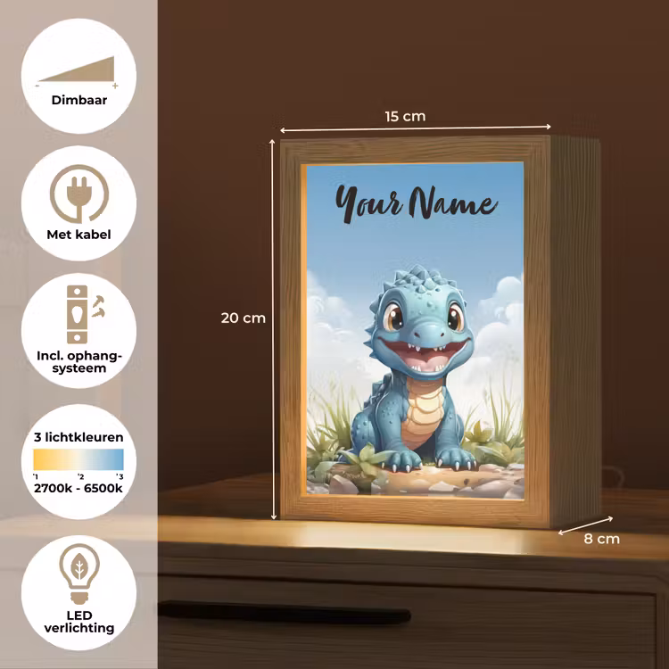 Draak - Blauw - Jongens - Kinderen Light Box met kabel (Kinderlampje) klein -USP_NL