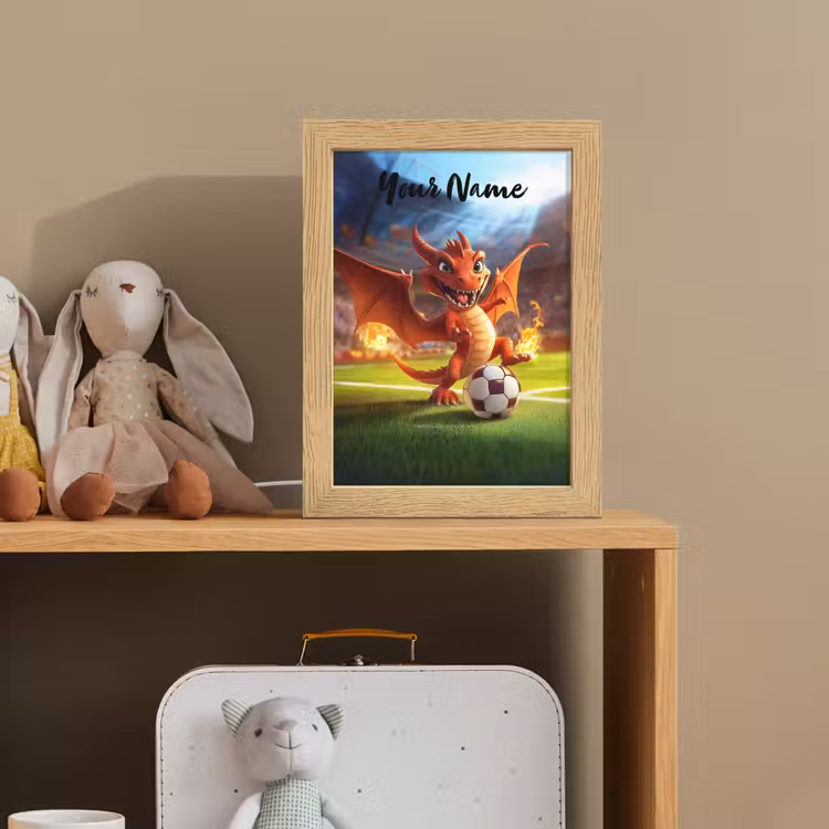 Draak - Voetbal - Vuur - Stadion Light Box met kabel (Kinderlampje) klein -sfeer2_kind