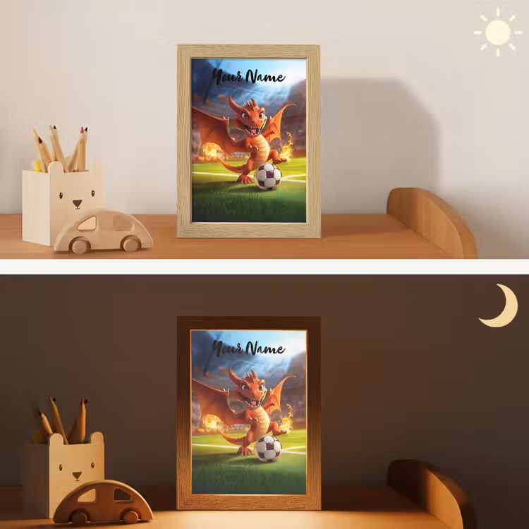 Draak - Voetbal - Vuur - Stadion Light Box met kabel (Kinderlampje) klein -sfeer3_kind