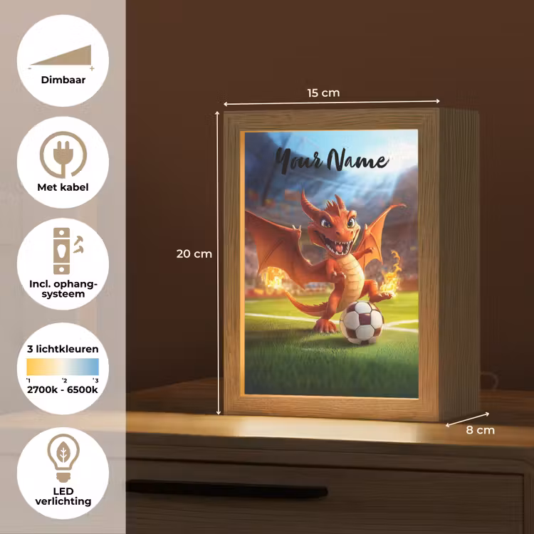Draak - Voetbal - Vuur - Stadion Light Box met kabel (Kinderlampje) klein -USP_NL