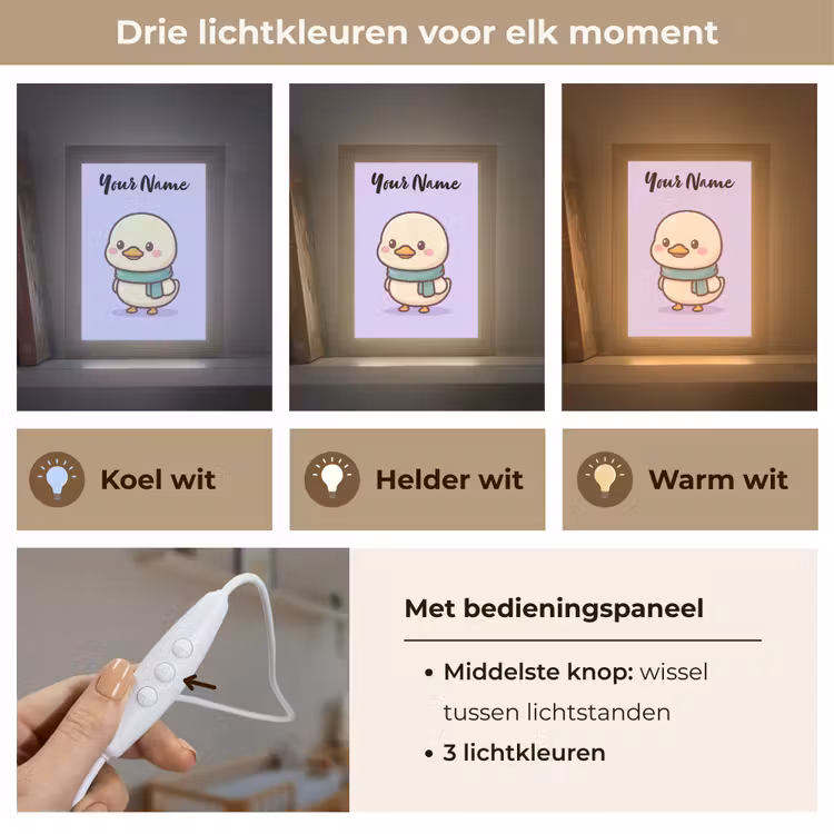Eend - Paars - Sjaal Light Box met kabel (Kinderlampje) klein -USP_lichtkleurNL