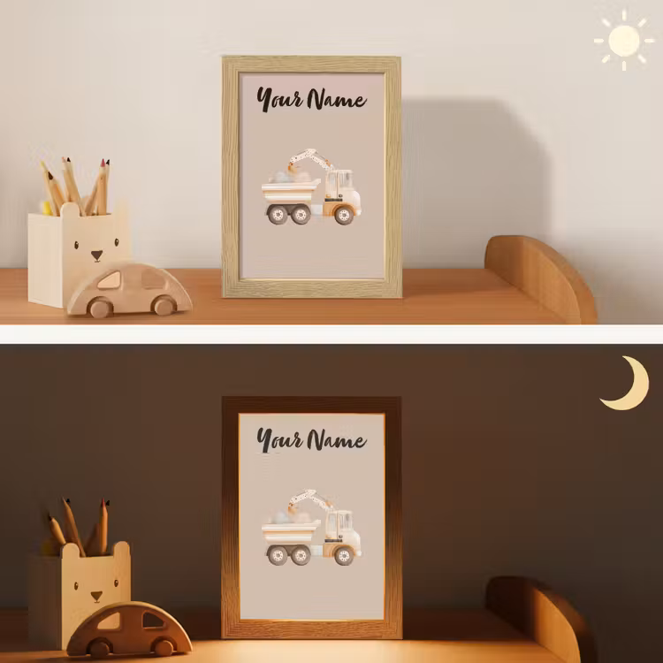 Kiepwagen - Auto - Beige - Stenen Light Box met kabel (Kinderlampje) klein -sfeer3_kind
