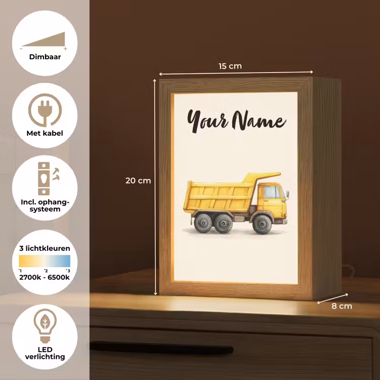 Kiepwagen - Getekend - Geel Light Box met kabel (Kinderlampje) klein -USP_NL