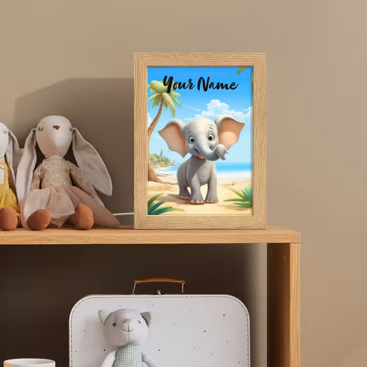 Olifant - Strand - Dieren - Meisjes - Kind Light Box met kabel (Kinderlampje) klein -sfeer2_kind