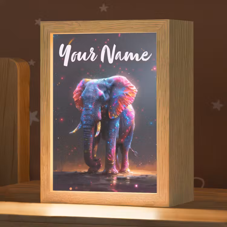 Olifant - Kleuren - Sterren - Dier Light Box met kabel (Kinderlampje) klein -zzz_3d_website