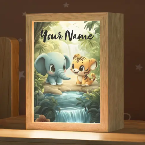 Olifant - Tijger - Bos - Jungle Light Box met kabel (Kinderlampje) klein -zzz_3d_website