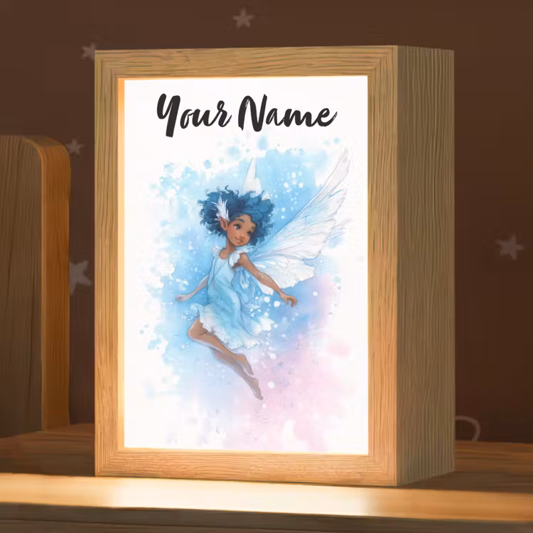 Elf - Blauw - Magie - Roze Light Box met kabel (Kinderlampje) klein -zzz_3d_website