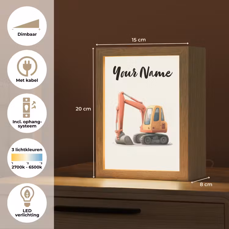 Graafmachine - Getekend - Oranje Light Box met kabel (Kinderlampje) klein -USP_NL
