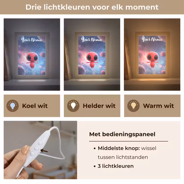 Buitenaards wezen - Rood - Planeten Light Box met kabel (Kinderlampje) klein -USP_lichtkleurNL
