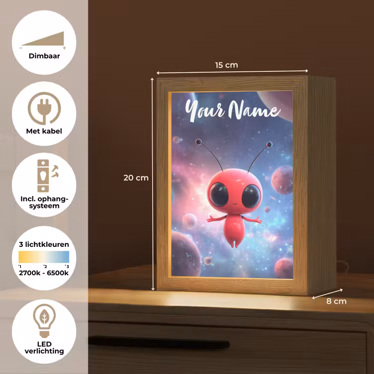 Buitenaards wezen - Rood - Planeten Light Box met kabel (Kinderlampje) klein -USP_NL