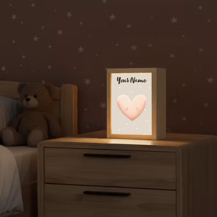 Gezichtje - Hart - Roze - Stippen Light Box met kabel (Kinderlampje) klein -sfeer1_kind