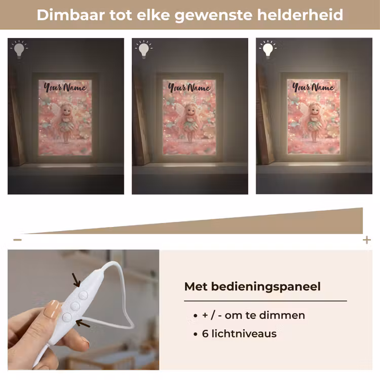 Fee - Bloemen - Roze Light Box met kabel (Kinderlampje) klein -USP_dimbaarNL