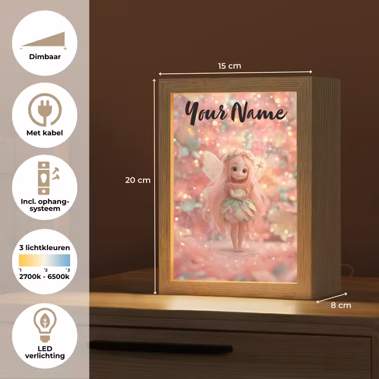 Fee - Bloemen - Roze Light Box met kabel (Kinderlampje) klein -USP_NL