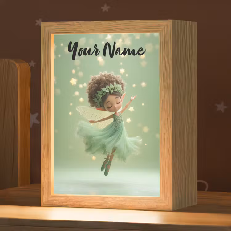 Fee - Groen - Sprookje - Sterren Light Box met kabel (Kinderlampje) klein -zzz_3d_website