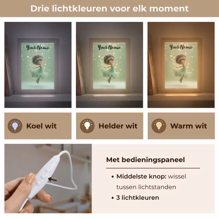 Fee - Groen - Sprookje - Sterren Light Box met kabel (Kinderlampje) klein -USP_lichtkleurNL