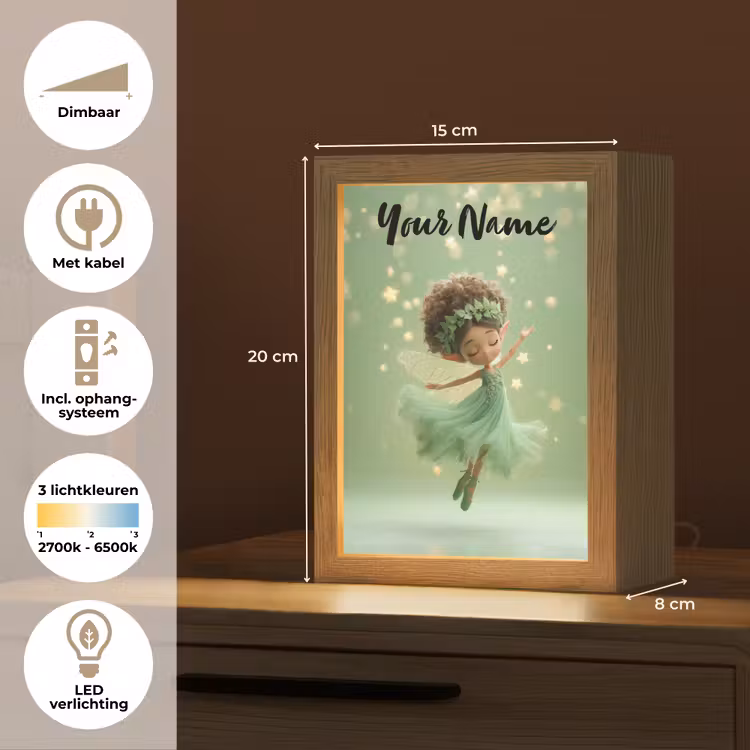 Fee - Groen - Sprookje - Sterren Light Box met kabel (Kinderlampje) klein -USP_NL