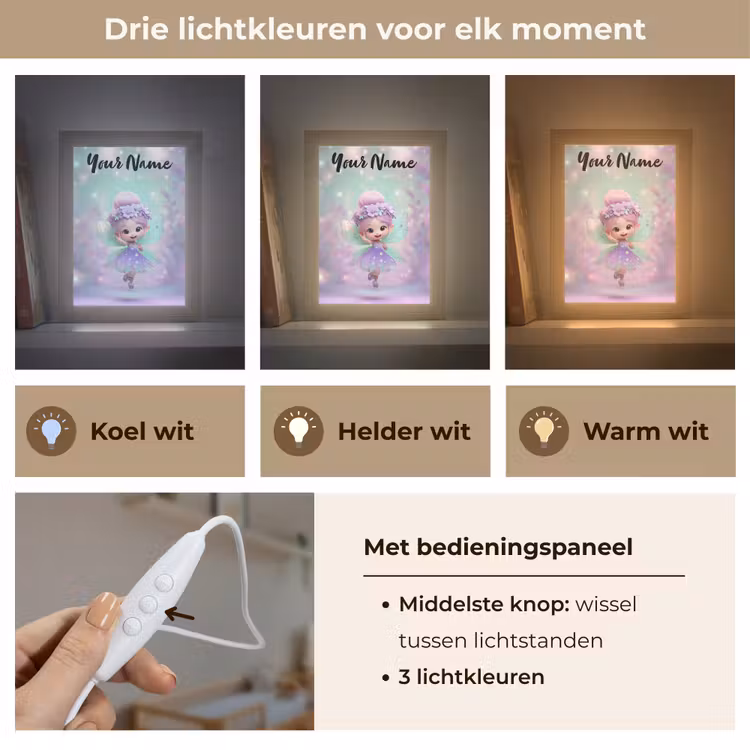 Fee - Paars - Sprookje Light Box met kabel (Kinderlampje) klein -USP_lichtkleurNL