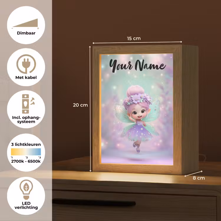 Fee - Paars - Sprookje Light Box met kabel (Kinderlampje) klein -USP_NL