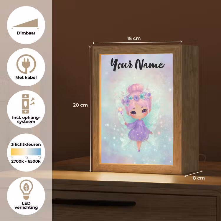 Fee - Paars - Glinsters Light Box met kabel (Kinderlampje) klein -USP_NL
