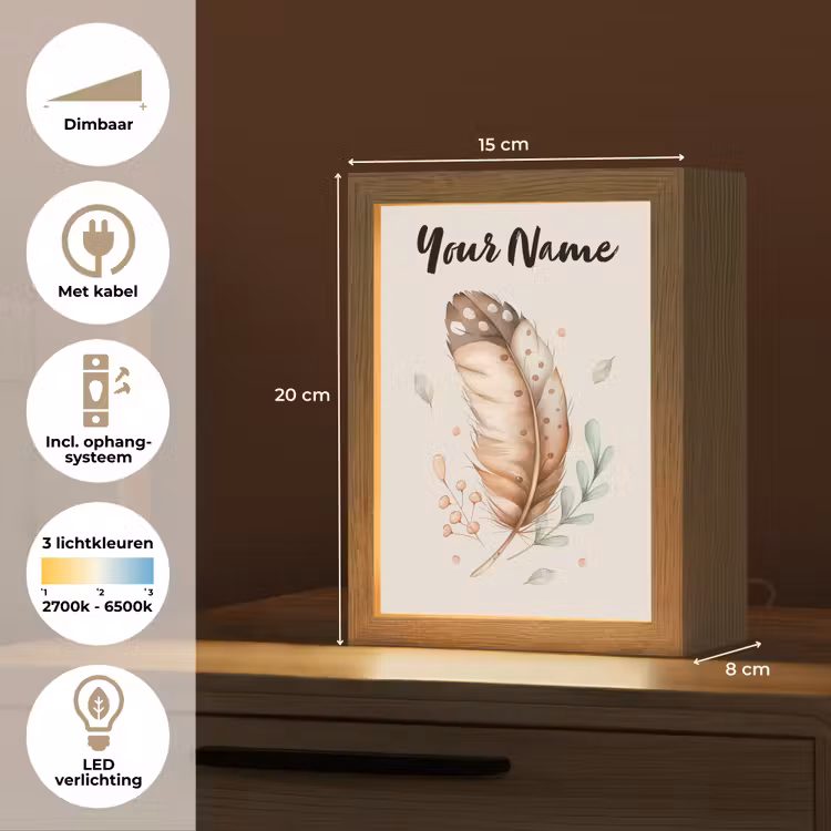 Veer - Bohemian - Boho - Pastel kleuren Light Box met kabel (Kinderlampje) klein -USP_NL