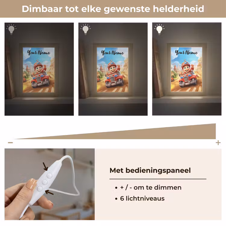 Brandweer - Jongens - Kinderen - Auto Light Box met kabel (Kinderlampje) klein -USP_dimbaarNL