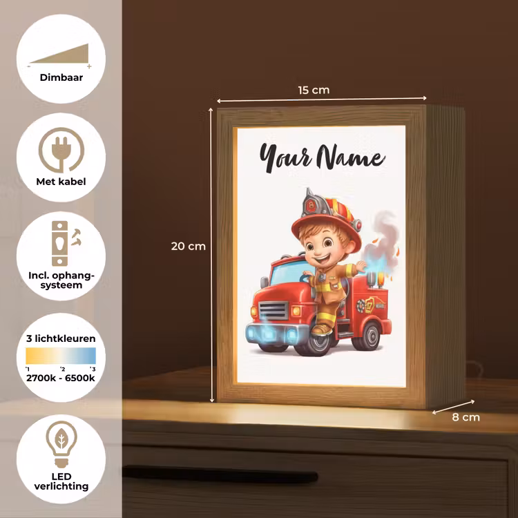 Brandweerwagen - Jongens - Kind - Rood Light Box met kabel (Kinderlampje) klein -USP_NL