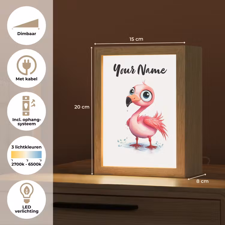 Flamingo - Roze - Water Light Box met kabel (Kinderlampje) klein -USP_NL