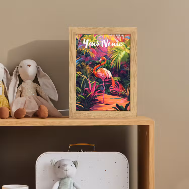 Flamingo - Tropisch - Dier - Bladeren Light Box met kabel (Kinderlampje) klein -sfeer2_kind