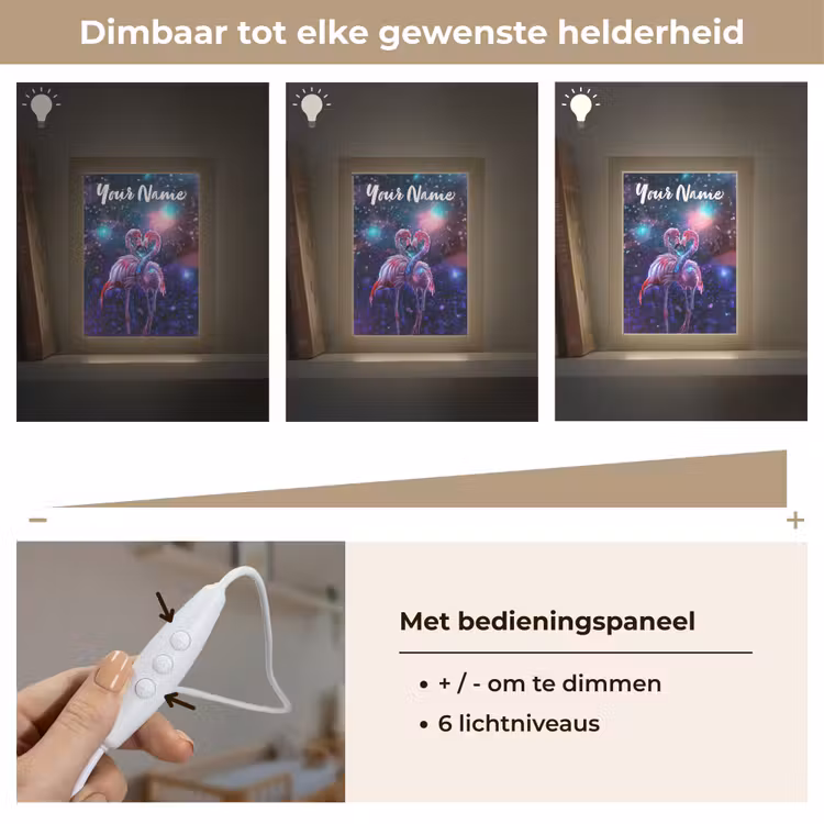 Flamingo's - Dieren - Ruimte - Galaxy Light Box met kabel (Kinderlampje) klein -USP_dimbaarNL