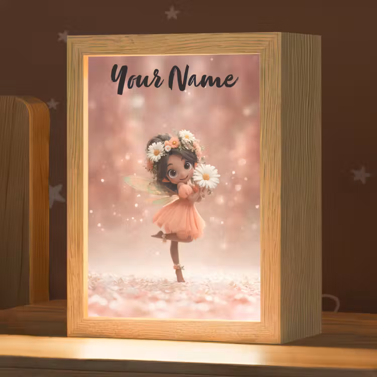 Bloemenfee - Roze - Meisje Light Box met kabel (Kinderlampje) klein -zzz_3d_website