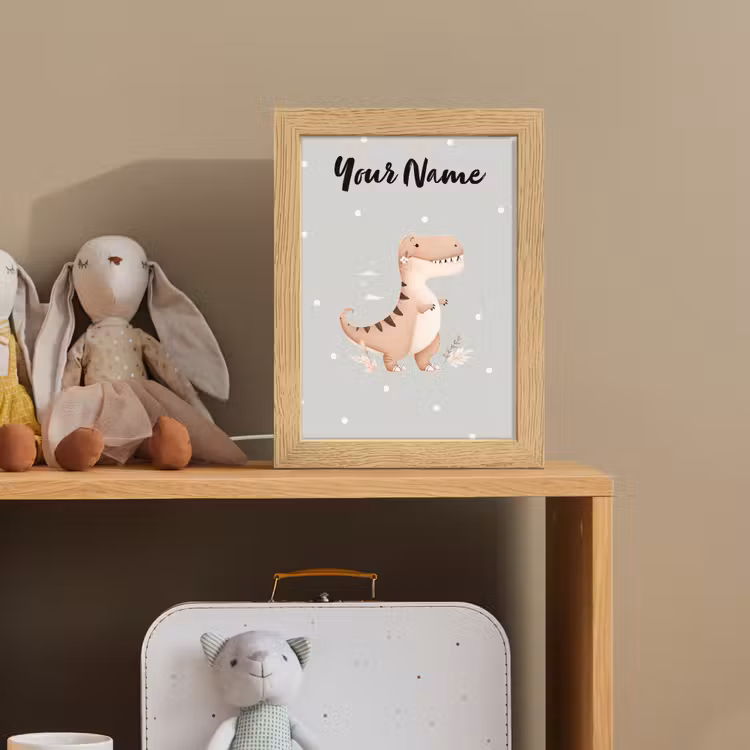 Bloemen - Blauw - Stippen - Dino Light Box met kabel (Kinderlampje) klein -sfeer2_kind