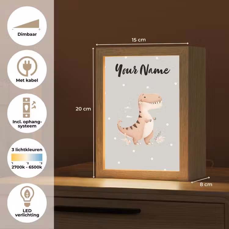 Bloemen - Blauw - Stippen - Dino Light Box met kabel (Kinderlampje) klein -USP_NL