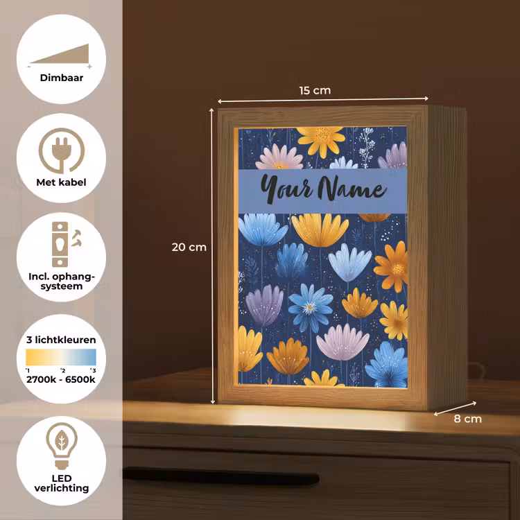Bloemen - Patroon - Blauw Light Box met kabel (Kinderlampje) klein -USP_NL