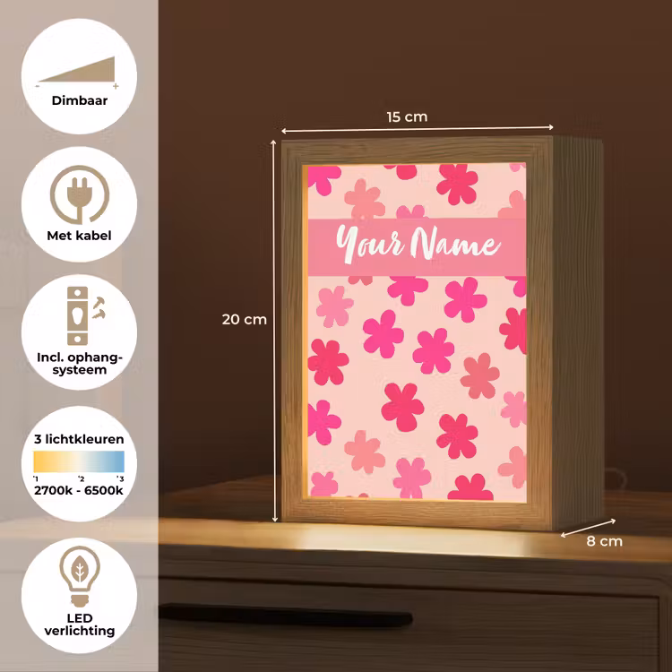 Bloemen - Patroon - Roze Light Box met kabel (Kinderlampje) klein -USP_NL