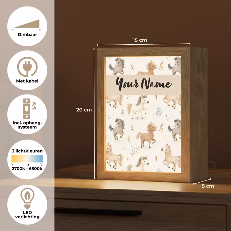 Veulens - Paard - Patroon - Beige Light Box met kabel (Kinderlampje) klein -USP_NL
