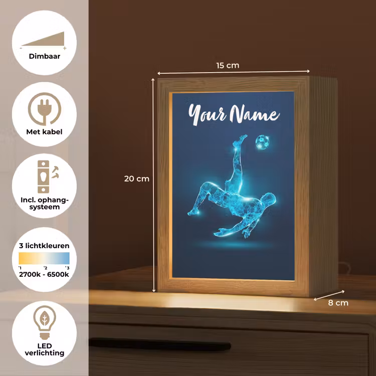 Voetballer - Blauw - Neon Light Box met kabel (Kinderlampje) klein -USP_NL