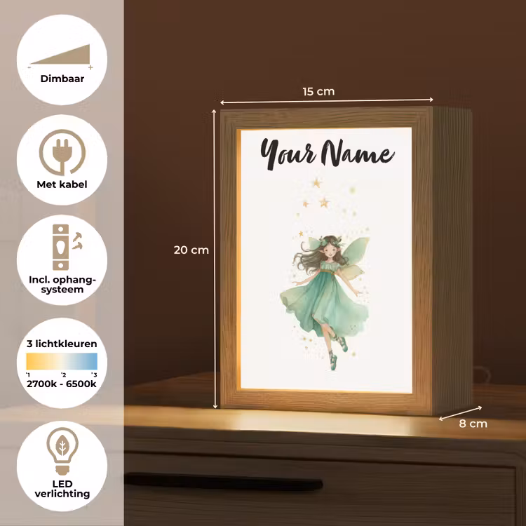 Bosfee - Groen - Sprookje Light Box met kabel (Kinderlampje) klein -USP_NL