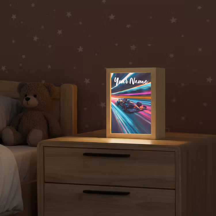Formule 1 - Auto - Race - Jongens - Kleurrijk Light Box met kabel (Kinderlampje) klein -sfeer1_kind