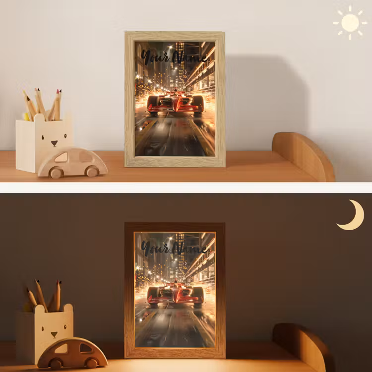 Formule 1 - Auto - Race - Goud - Jongens Light Box met kabel (Kinderlampje) klein -sfeer3_kind