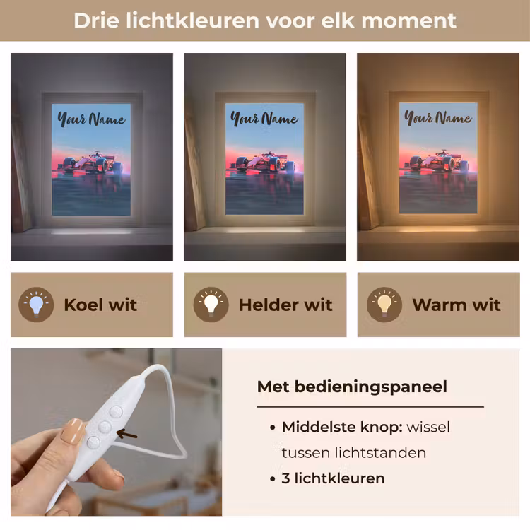 Formule 1 - Race - Auto - Jongens Light Box met kabel (Kinderlampje) klein -USP_lichtkleurNL