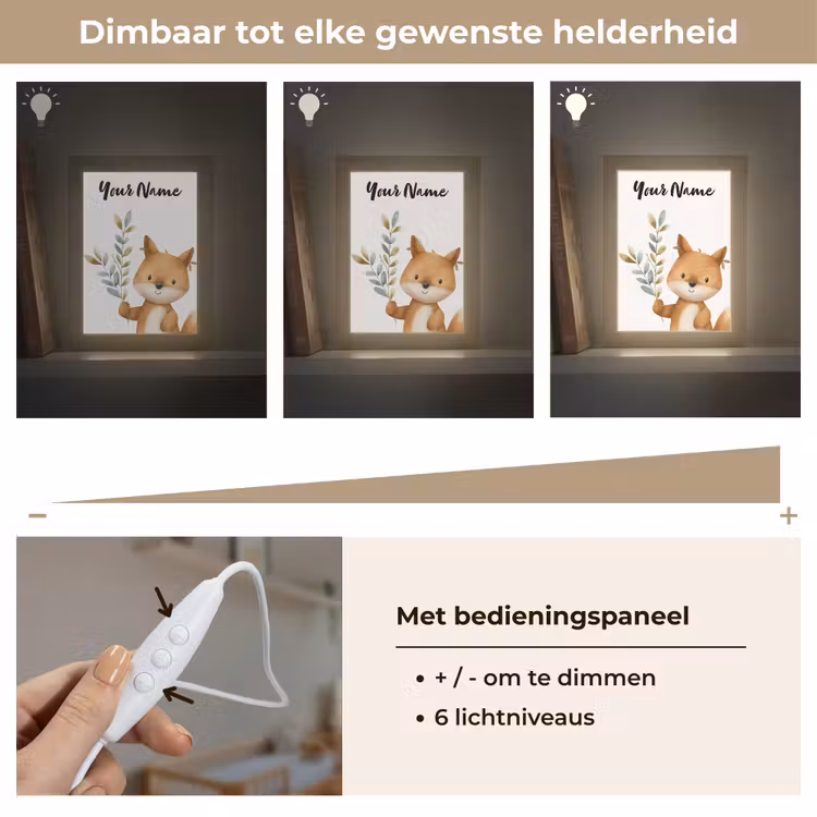 Vos - Dier - Bosdieren Light Box met kabel (Kinderlampje) klein -USP_dimbaarNL