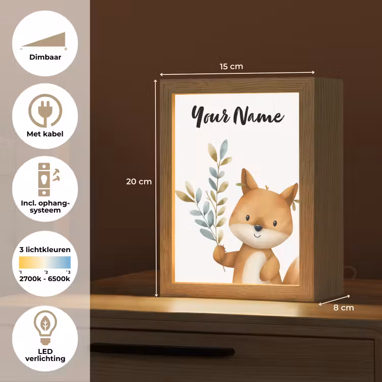 Vos - Dier - Bosdieren Light Box met kabel (Kinderlampje) klein -USP_NL