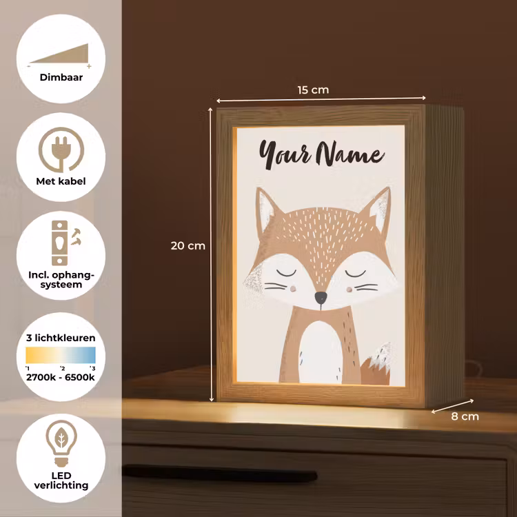 Vos - Dier - Bosdieren Light Box met kabel (Kinderlampje) klein -USP_NL