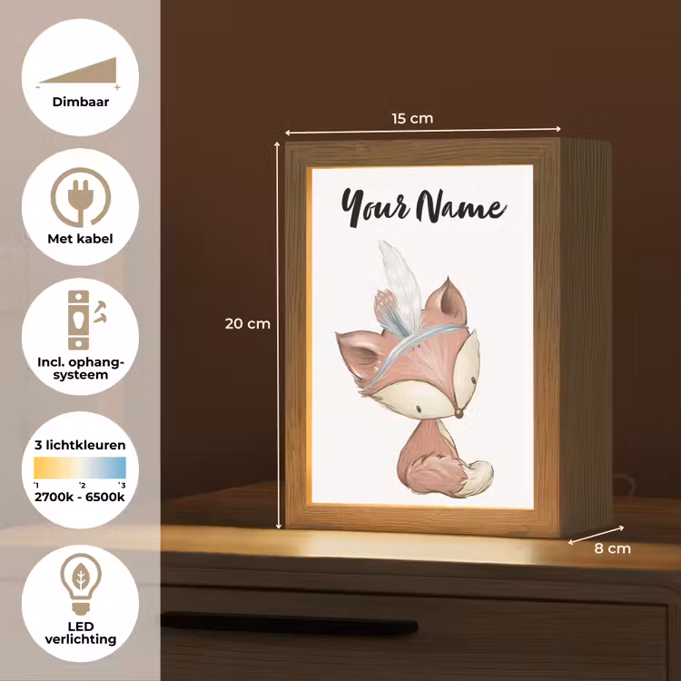 Vos - Dier - Bosdieren Light Box met kabel (Kinderlampje) klein -USP_NL